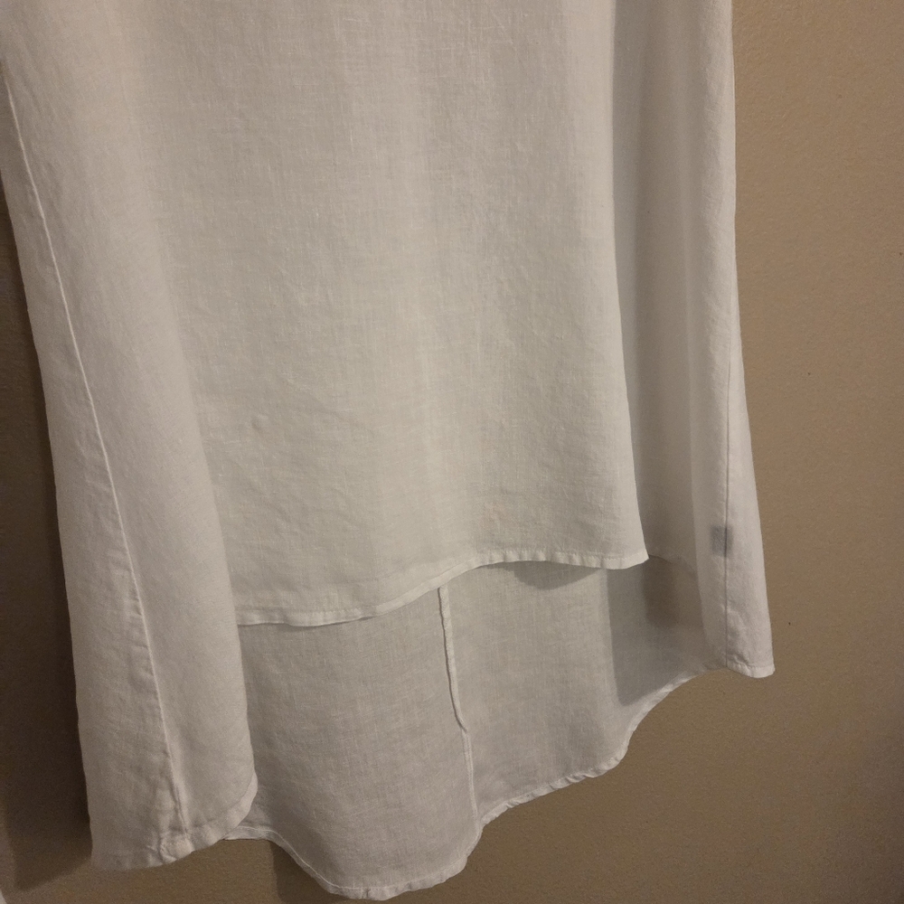 BRYN WALKER 2โ Piece Set White Linen Tunic White Linen Pants Lagenlook Women's L - Picture 3 of 15